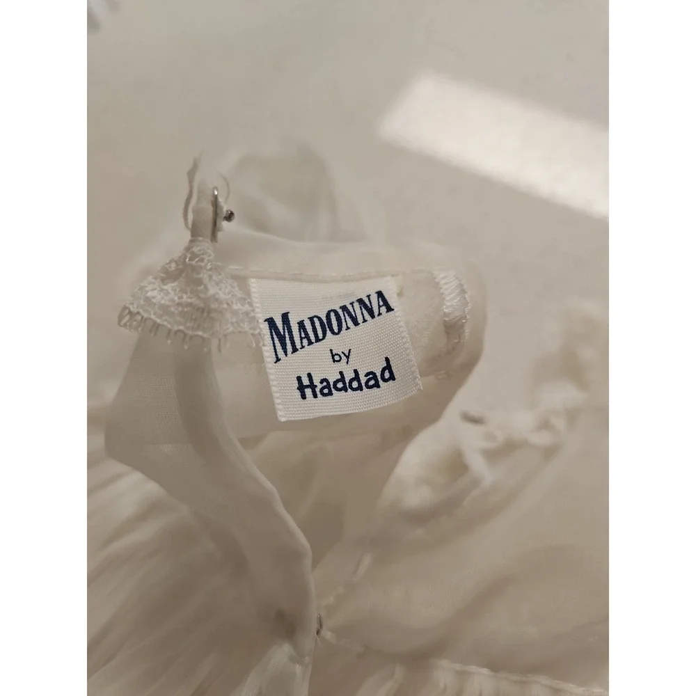 Madonna Original Vintage Baby Christening Dress‎ Pleated White Lace 3 Pc Set